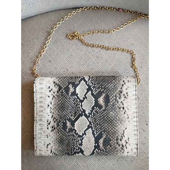 Snake Print Crossbody/Clutch With Gold Hardware. - Picture 2 of 7